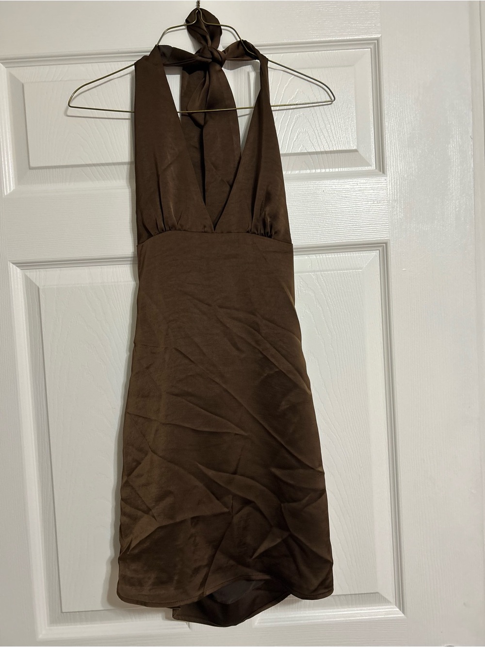 Halter-Neck Brown Women's Dress